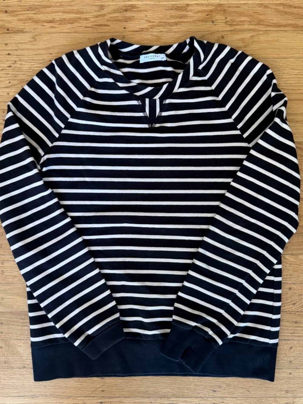Equipment Femme Black and Cream Striped Sweatshirt, size S/P